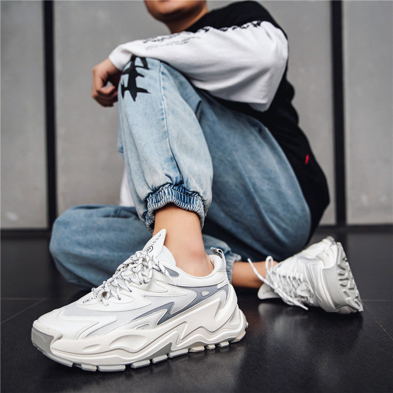 Thick-soled Daddy Shoes Sports Low-top Outdoor Solid Color Artificial Leather