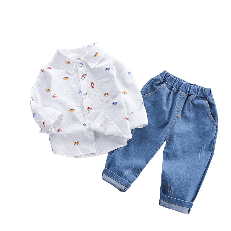 Kids Korean Style Cotton Shirt and Pants Set Regular Fit
