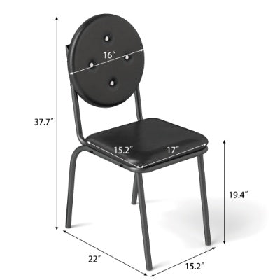 4-Piece Set of Black Faux Leather Bar Stools with Waterproof Surface and Metal Legs