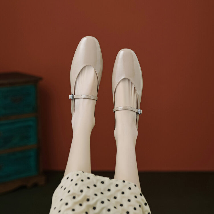 Women's Round Toe Shallow Mouth Flat Bottom Mary Jane Shoes