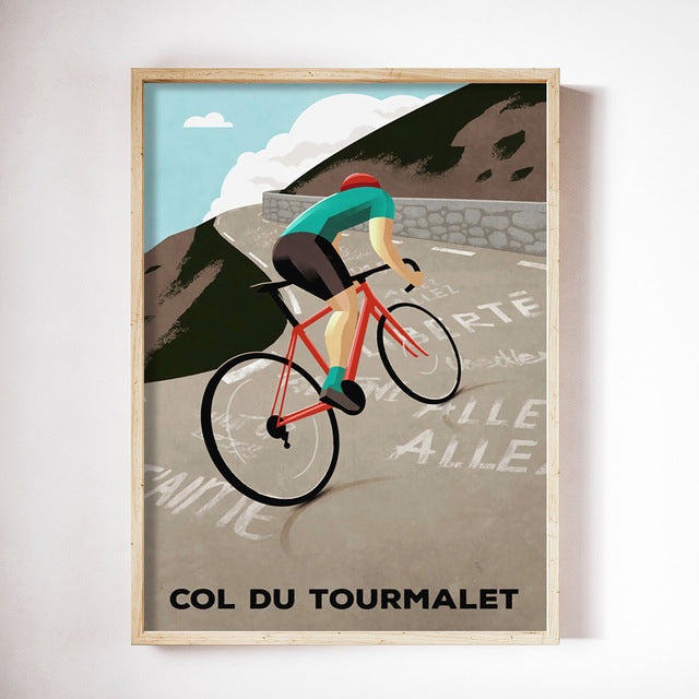 Retro Sports Bike Wall Art – Paris Landscape Canvas Painting for Home Decoration