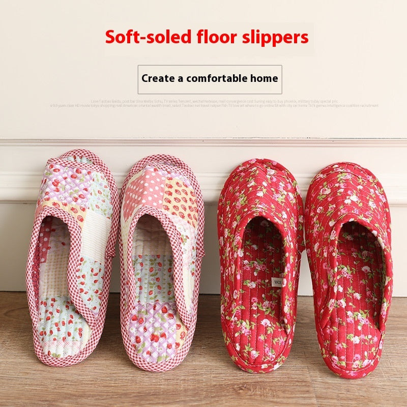 Pastoral Fabric Home Cotton Slippers