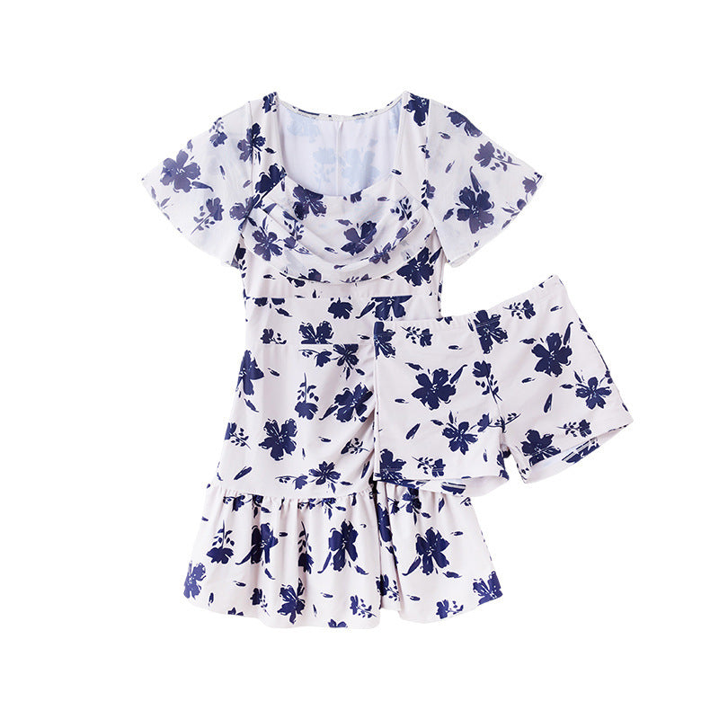 Women's Fashion Mesh Short Sleeve Swimming Dress