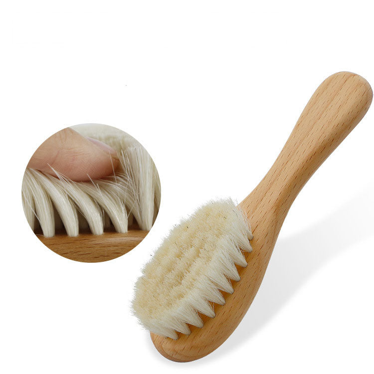GentleCare Baby Wool Brush Set – Soft Shower Brush & Comb Kit for Newborn Bathing