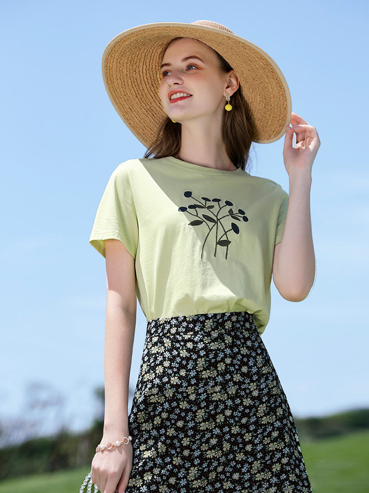 Fashion Cotton Short Sleeve T-shirt Woman