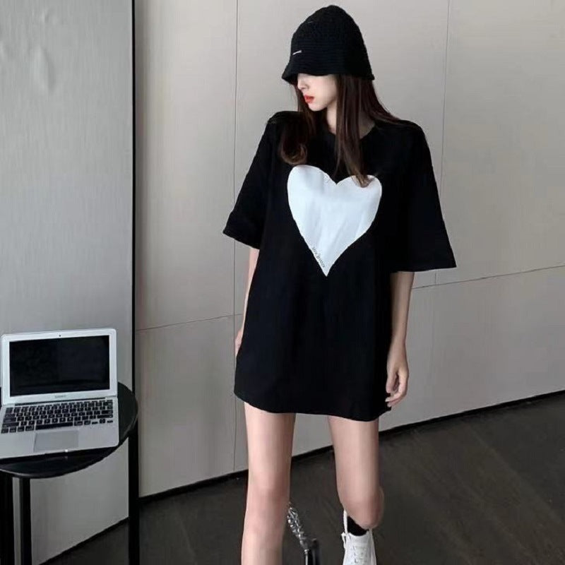 Love print short-sleeved T-shirt women summer