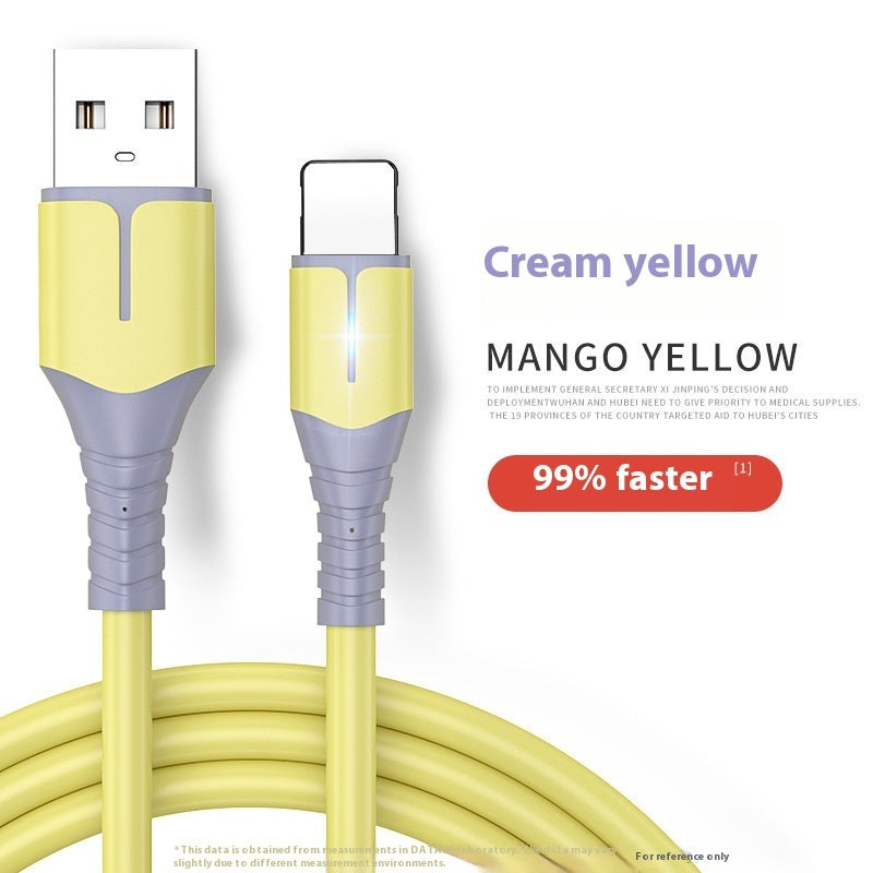 The Fast Charging Data Cable Is Suitable For Mobile Phone Liquid Silicone Charging Cable With Light