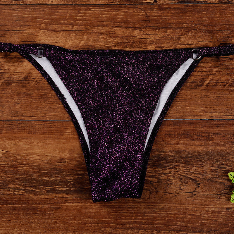 Women's High Waist Bikini Set Nylon Solid Color Halter