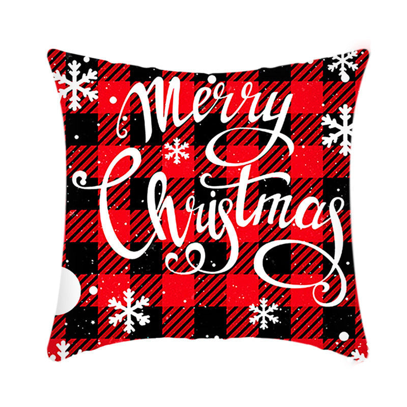 Short Plush Christmas Cushion Cover 45cm Elk Santa Pillow
