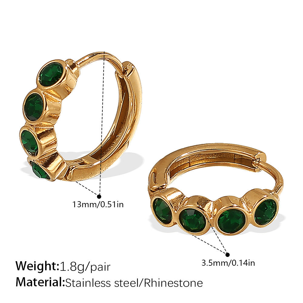 Fashion Simple Stainless Steel Rhinestone Earrings Refined Grace Advanced