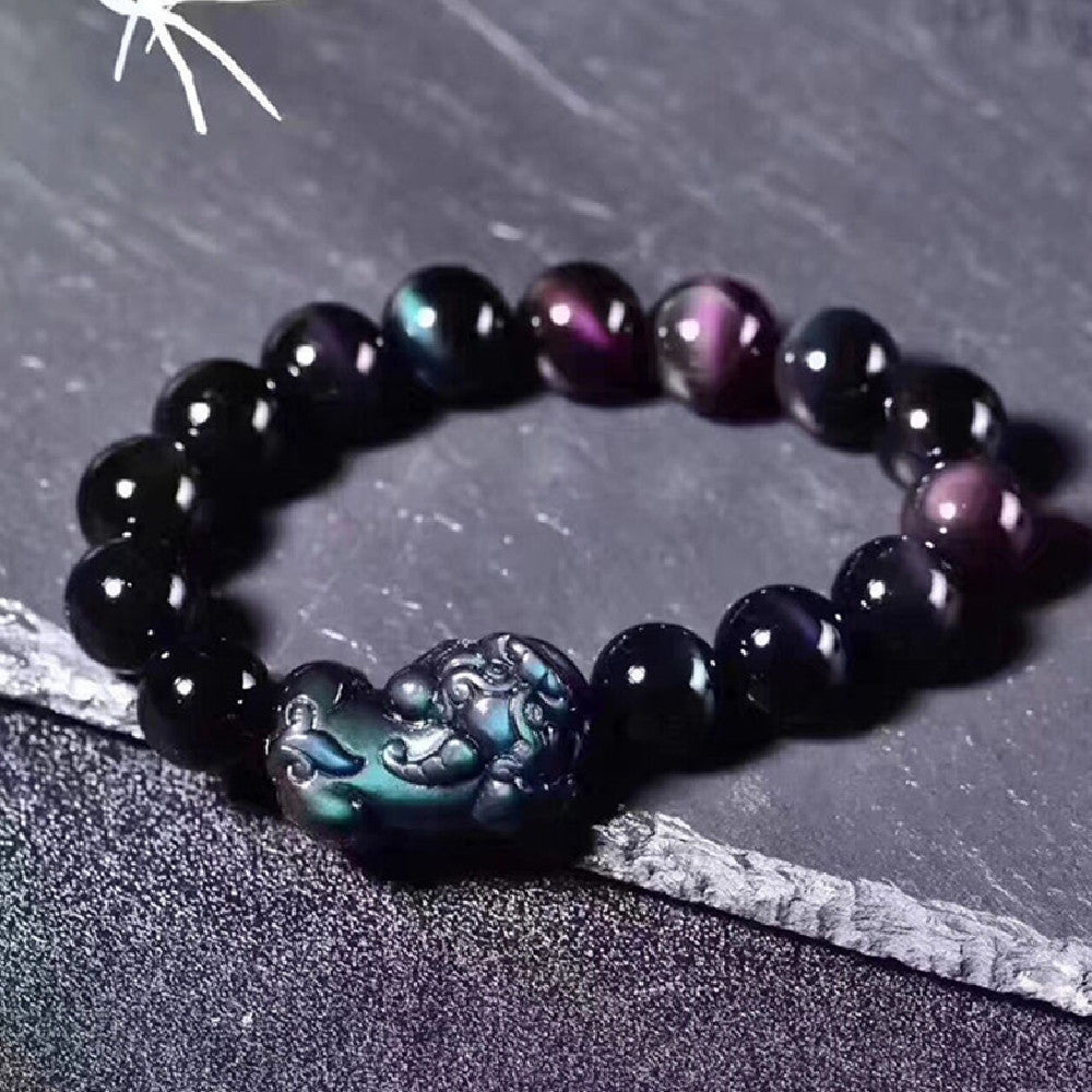 Natural Ice Color Eye Obsidian Bracelet