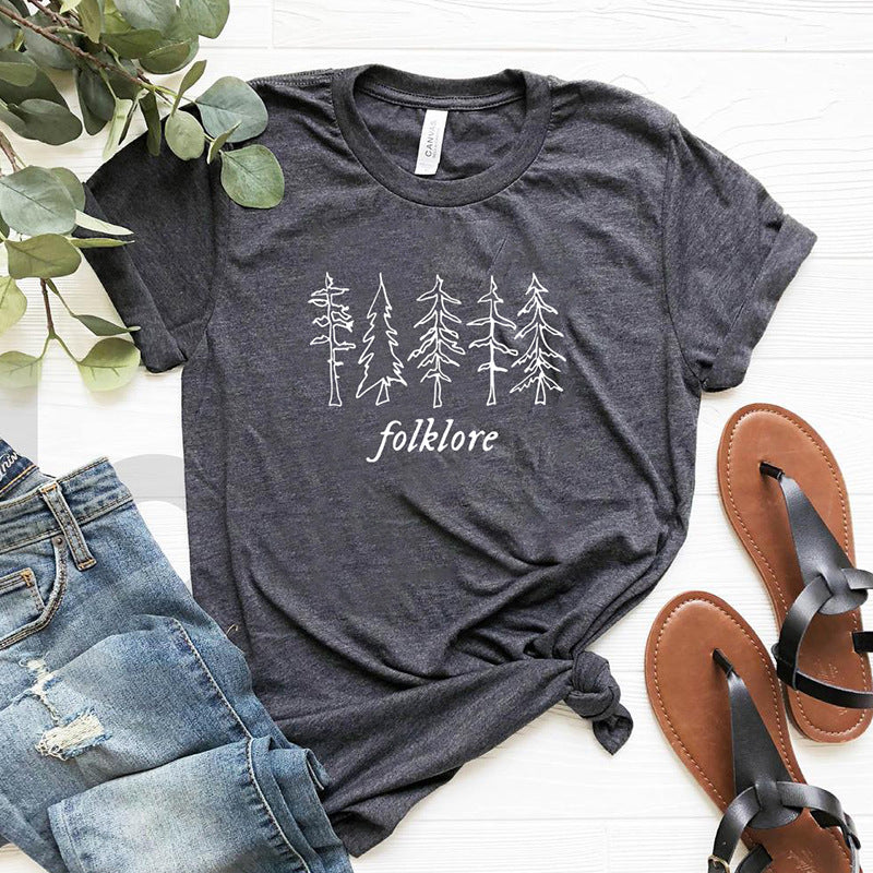 Folk Women T Shirt Hip Hop Crew Neck