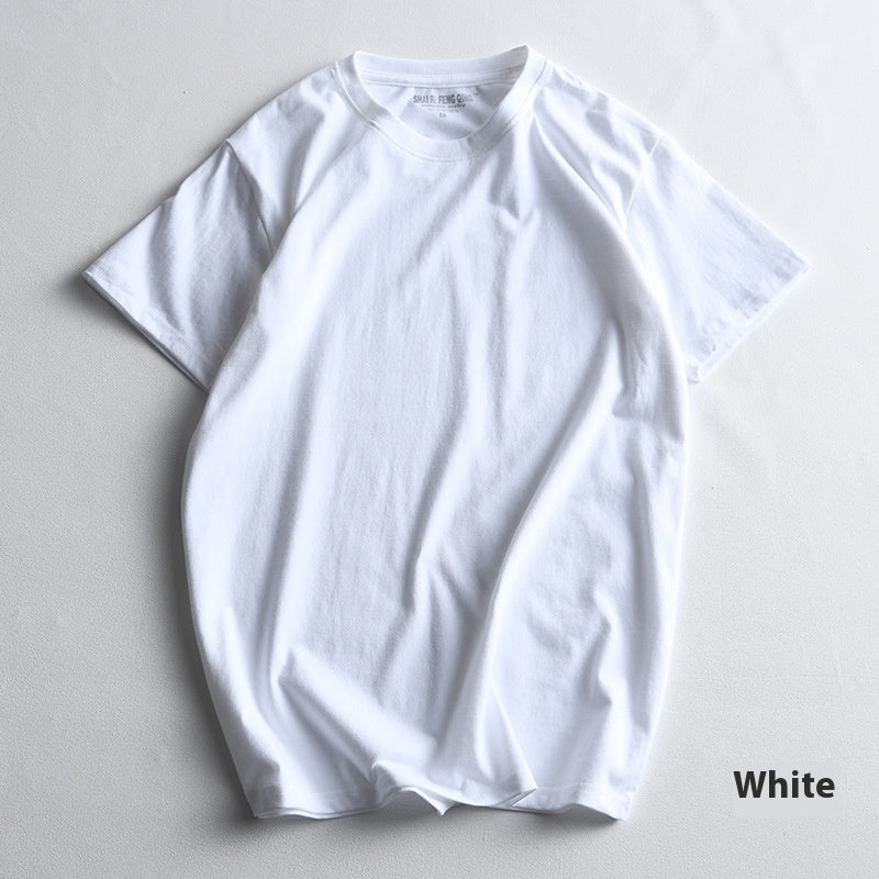 Men's Round Neck Blank Solid Color Cotton T-shirt