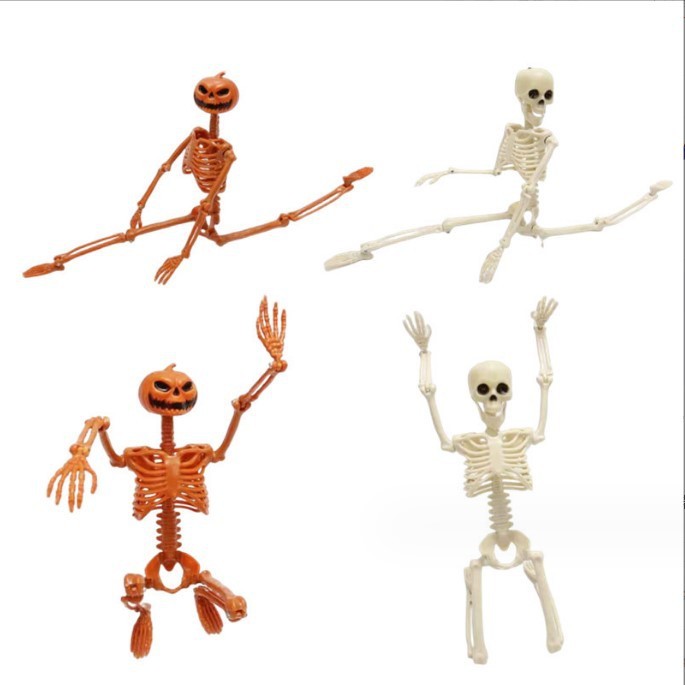Adjustable Human Skeleton Prop – 40cm Halloween Horror Skull Ornament for Haunted House Decor