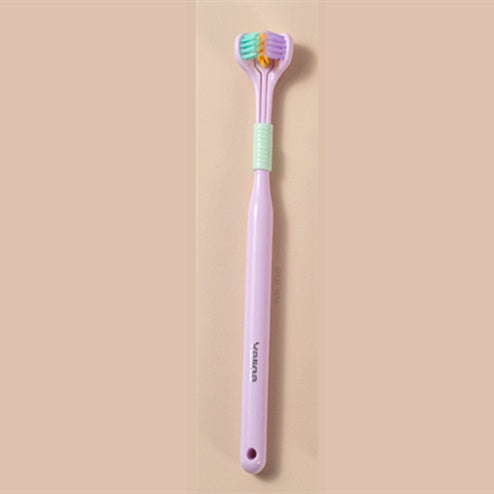 Three-Sided Macaron Soft Bristle Toothbrush – Deep Clean, Safe & Portable