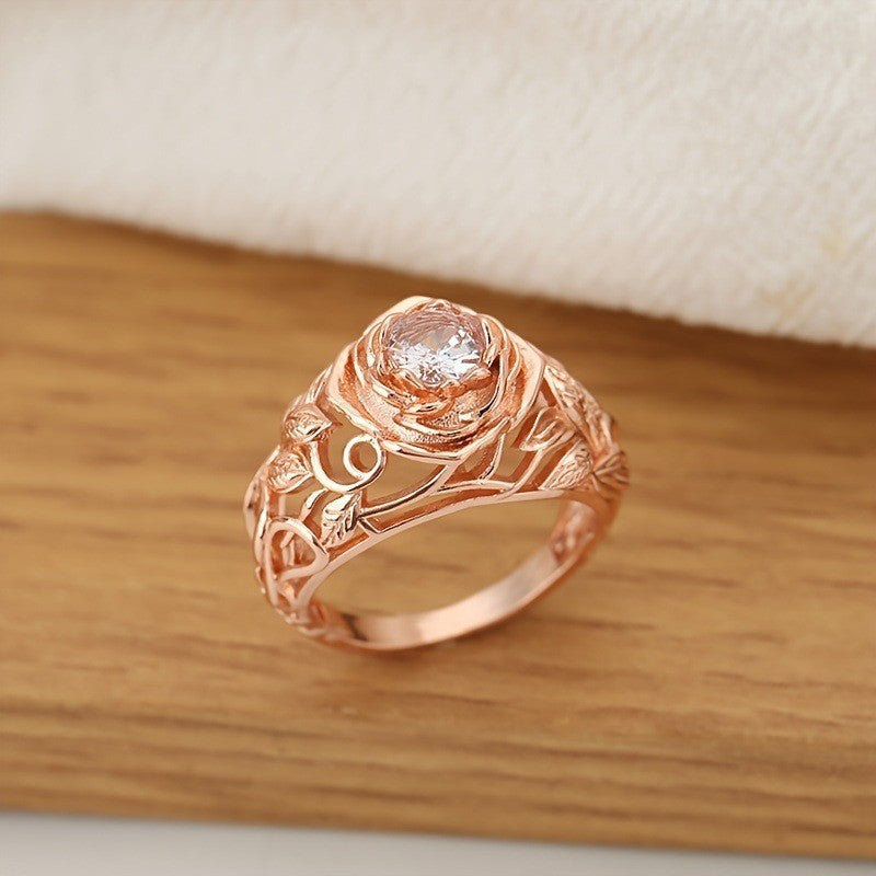 Fashion White Zircon Flower Ring