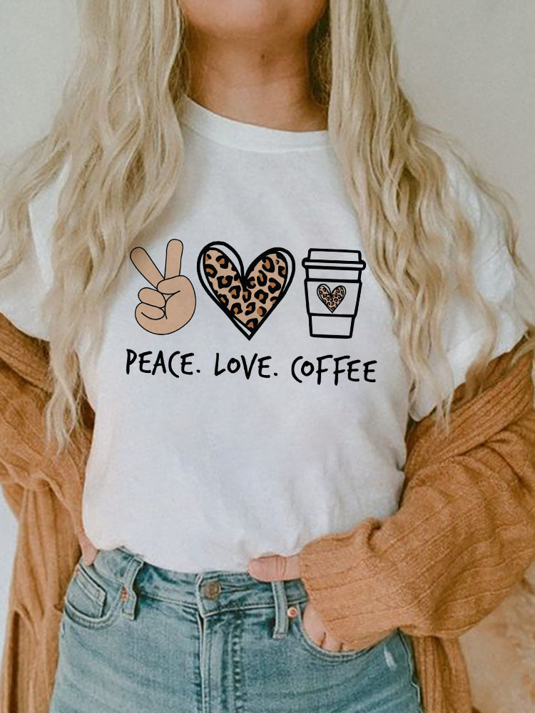 Women's Short-sleeved T-shirt Fashion Printed E Bottoming Shirt