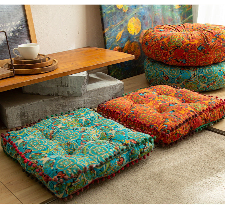 Cotton And Linen Fabric Floor Cushion Large Thickened Square Seat Cushion