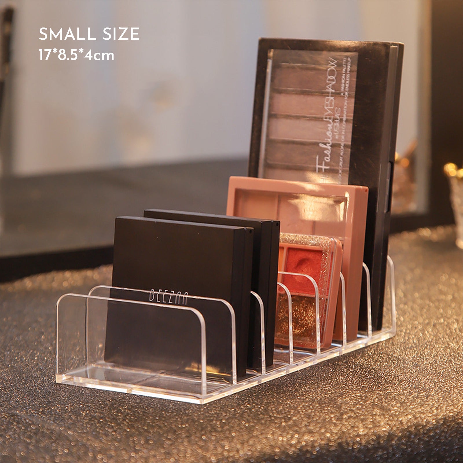 Acrylic Eyeshadow Palette Organizer - 7-Section Cosmetic Storage Box For Makeup, Sunglasses & Blush Kits 2 Sizes, Clear