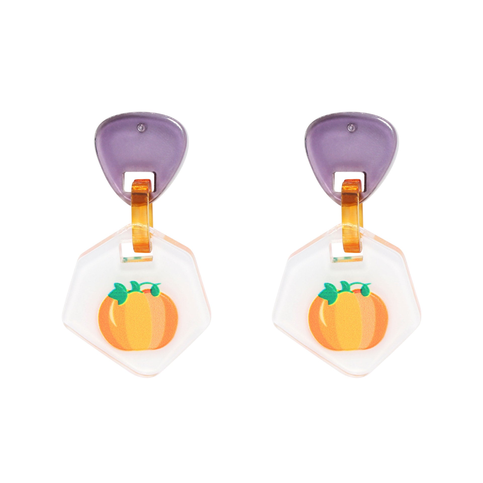 Halloween Pumpkin Earrings Color Printing Acrylic Board Jewelry