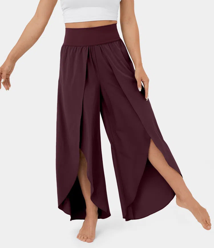 High Waist Cropped Casual Pants – Solid Color Loose Fit