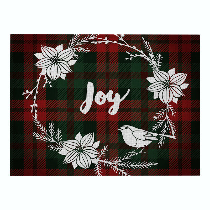 Christmas Series Cotton And Linen Placemat Dining Table Cushion Heat Proof Mat Anti-scald