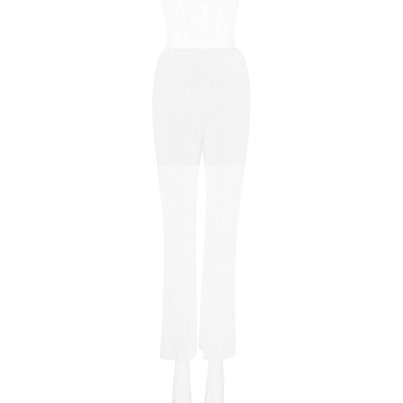 Women’s Lace Straight Pants – Sexy High-Waist Fashion Casual Trousers
