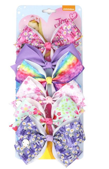 JOJO Style 5-Inch Bow Hairpin Set for Girls – 6-Piece Colorful Hair Clip Collection