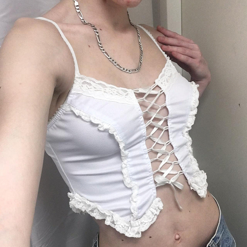 Women's Irregular Strap Tank Top Polyester White