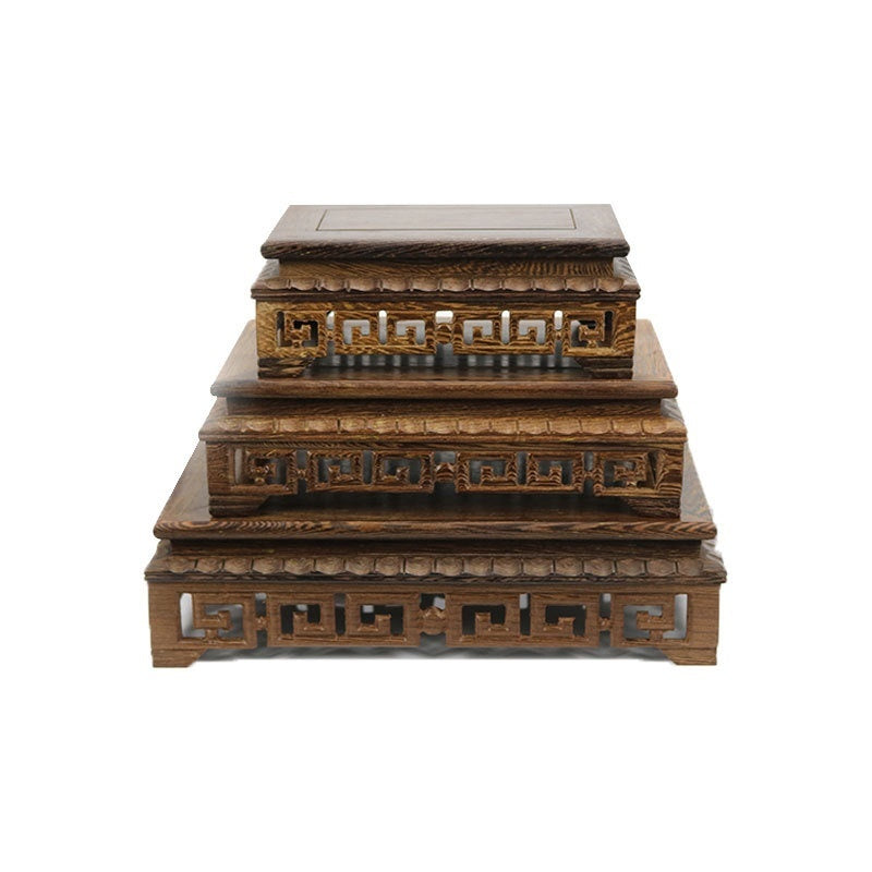 The Base Of The Wooden Carved Buddha Statue Is Set Up