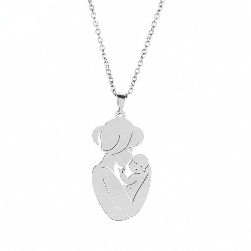 Mother And Baby Stainless Steel Women's Necklace Pendant