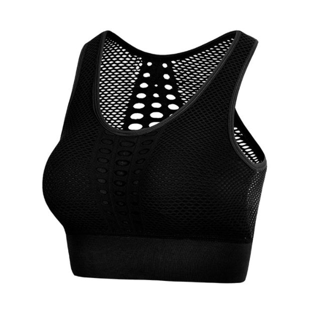 Women’s Mesh Sports Bra – Breathable, Seamless Fitness Top