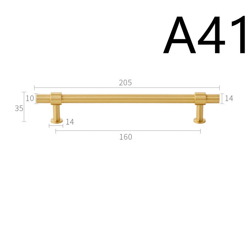 Pure Copper Cabinet Door Handle Golden Light Luxury Brass Handle