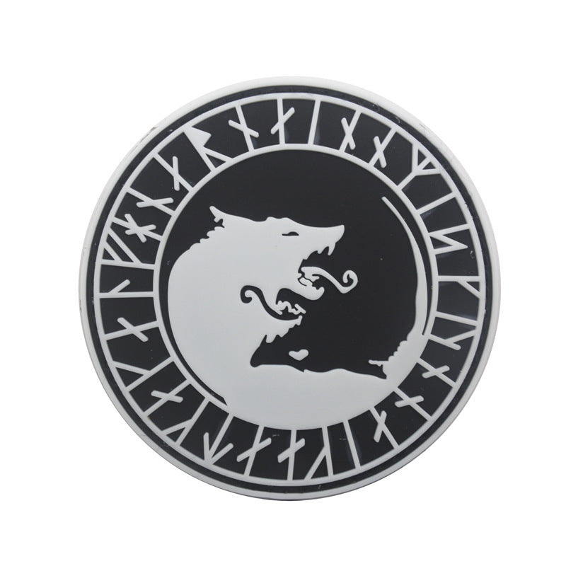 Viking Wolf Head Patch – Cloth Sticker Armband, Velcro Backpack Patch