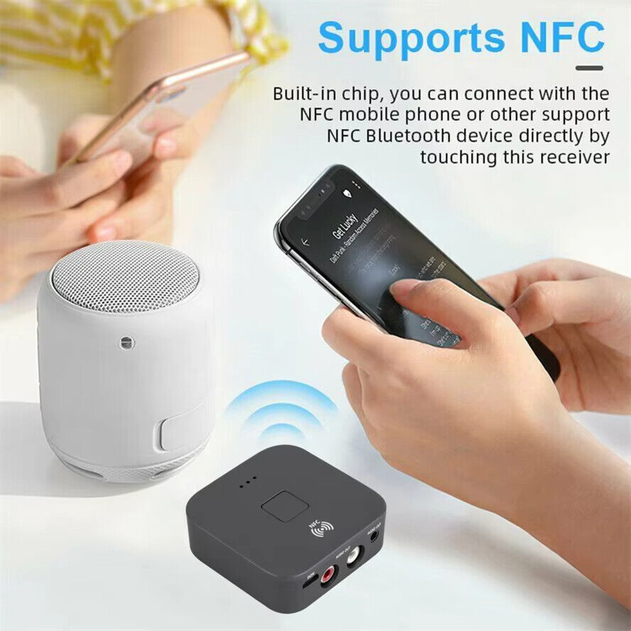AUX Cinch Buchse Hifi Wireless Audio Adapter NFC Bluetooth 5.0 Empfanger 3.5mm