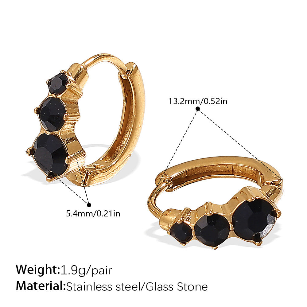 Fashion Simple Stainless Steel Rhinestone Earrings Refined Grace Advanced