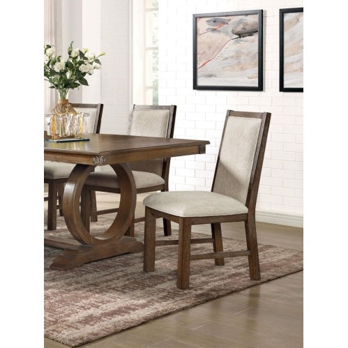 2 Oak Solid Wood Beige Fabric Restaurant Furniture Chairs