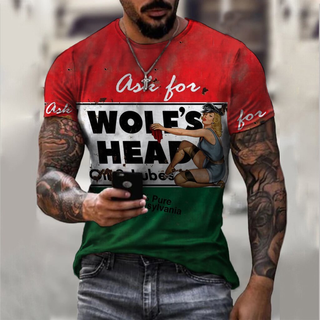 Men's Sports Round Neck Slim Youth Printed T-shirt