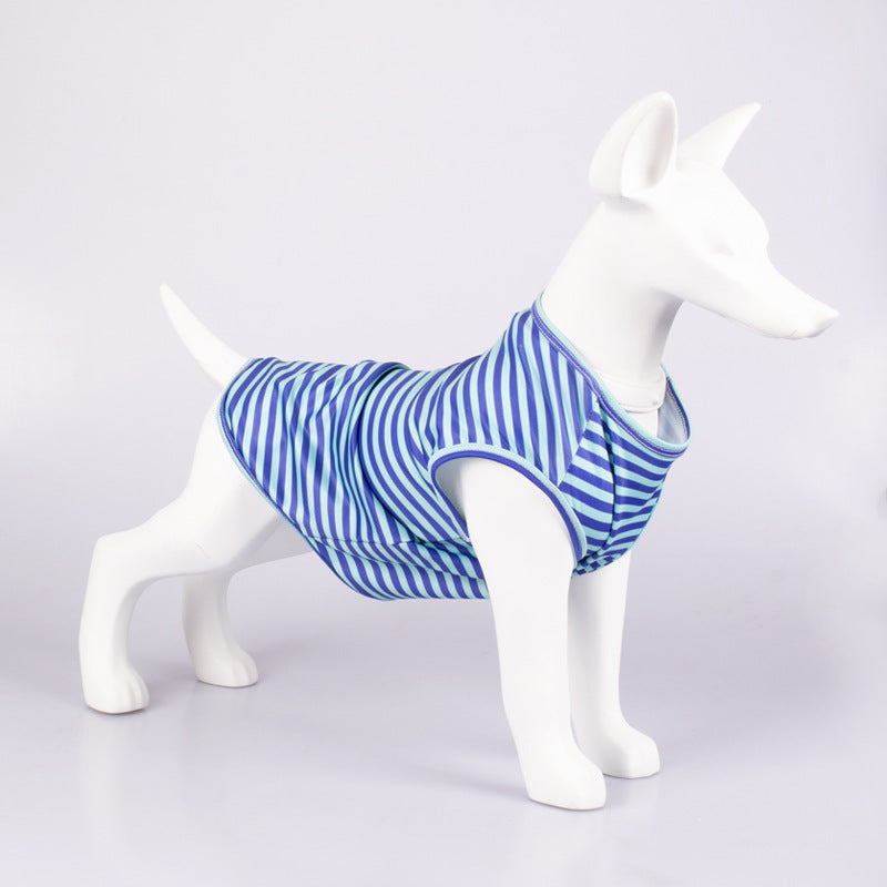 Pet Tank Top Striped Crew Neck T Shirt