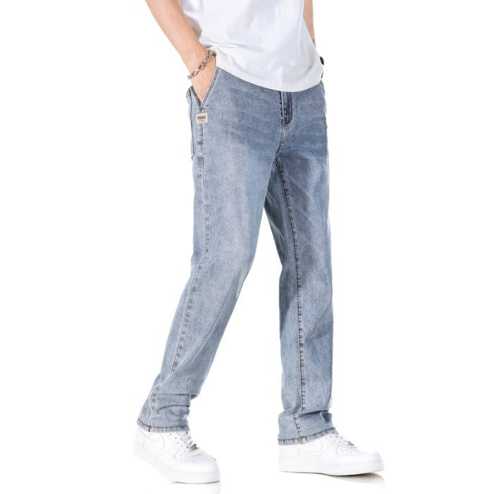 Men’s Light Business Jeans – Thin Loose Straight Casual Denim