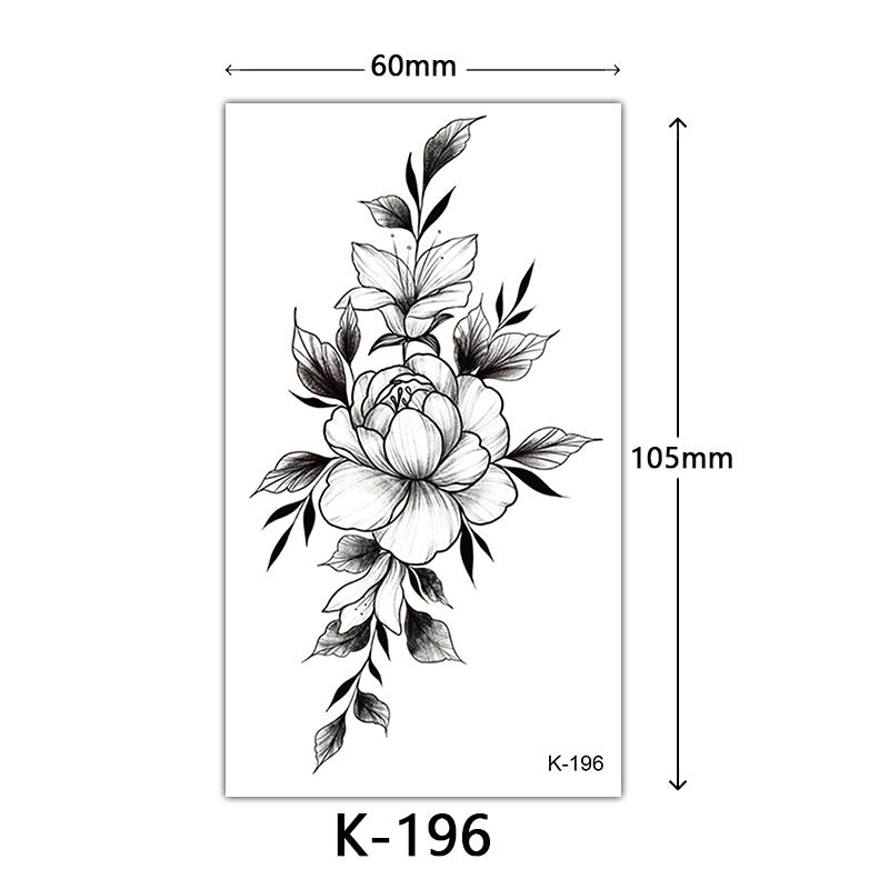 Tattoo Stickers – English Letters, Flowers, Butterfly Sketch Lines, Waterproof Temporary Tattoo