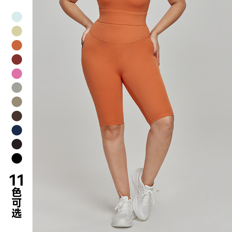 Nylon Plus Size Sports Shorts High Waist