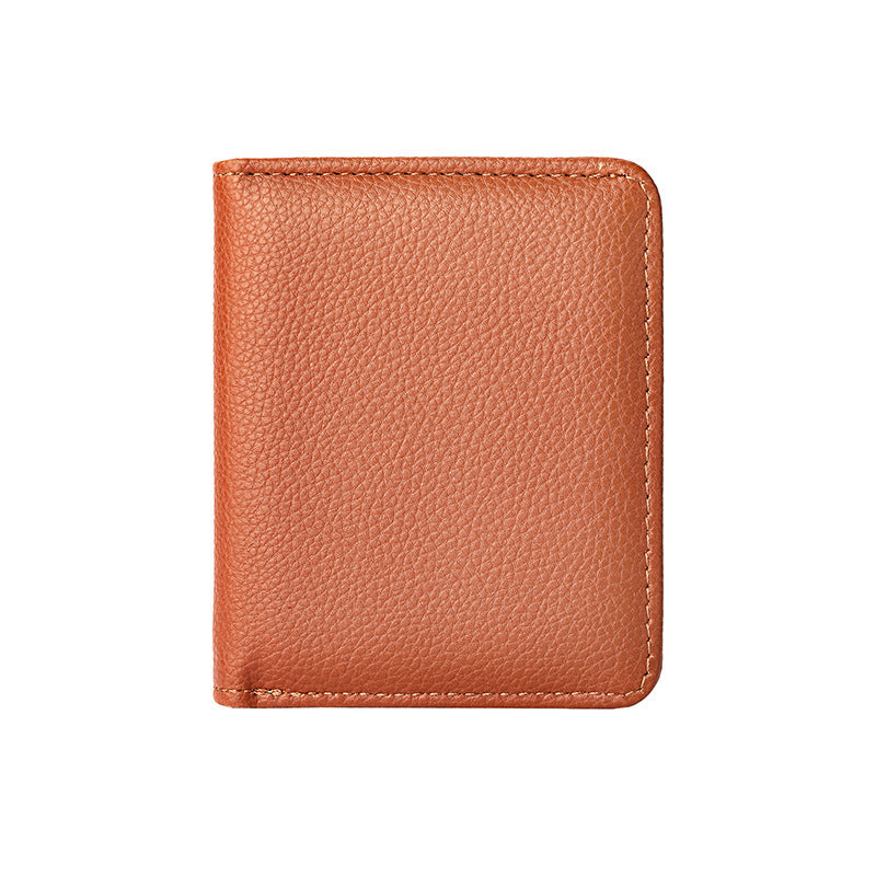 Unisex Lychee Pattern PU Leather Compact Short Wallet Slim