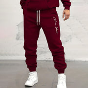 Men’s Casual Letter Print Sports Pants – Tapered Jogger Trousers