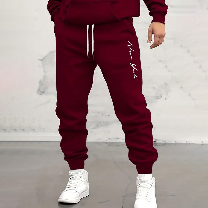 Men’s Casual Letter Print Sports Pants – Tapered Jogger Trousers