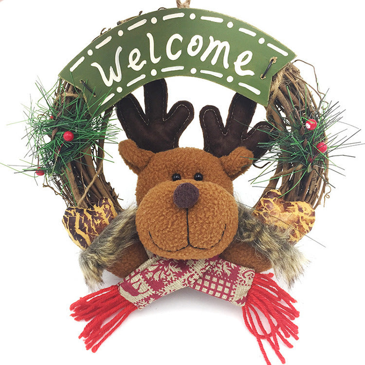 Small Wooden Christmas Wreath Santa Claus Vine Ring