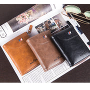 Men's PU Leather Zipper Wallet Bifold Large Capacity