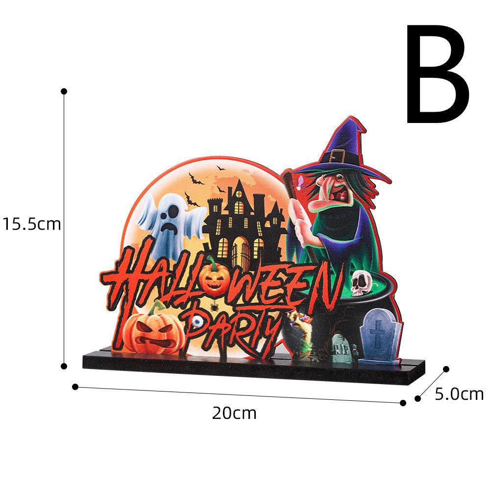 Halloween Wooden Ornaments Horror Atmosphere Arrangement Pumpkin Decoration