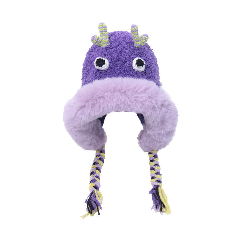 Versatile Plush Dome-Shaped Cartoon Monster Hat for Kids and Adults