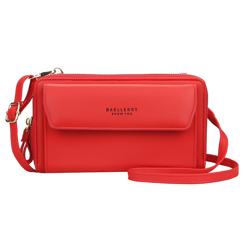 Ladies Long Wallet Double Zipper Large Capacity Diagonal Bag